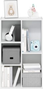 Furinno LUDER Book Shelf, 5-Cube Bookshelf, Reversible Bookcase, 9.4" x 19.5" x 31.5", for Living Room, Bedroom, Home Office, White - Image 6