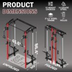 Mikolo Folding Squat Rack, Wall Mounted Power Rack with Cable Crossover Machine & LAT Pull Down, Functional Trainer with 5 Adjustable Function Modes, for Home Gym and Space Saving - Image 7