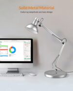 LEPOWER Metal Desk Lamp, Adjustable Goose Neck Architect Table Lamp with On/Off Switch, Swing Arm Desk Lamp with Clamp, Eye-Caring Reading Lamp for Bedroom, Study Room &Office (Silver) - Image 3