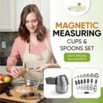 Spring Chef Magnetic Measuring Cups & Spoons Set, Patented, Strong N45 Magnets, Heavy Duty Stainless Steel Fits in Spice Jars for Baking & Cooking, BPA Free, Round Set of 15 with Leveler, Black - Image 4