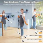 Electric Spin Scrubber, Cordless Shower Scrubber with 8 Scrub Brush, 2 Speed with Adjustable Extension Handle, Battery Level Display, Power Scrubber for Bathroom Bathtub Tile Floor (Black) - Image 6