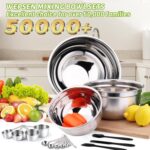 Mixing Bowls Set, 27PCS Stainless Steel Mixing Bowl with Lid Set, Large Nesting Bowls 7, 4.5, 3, 2.5, 2, 1.5QT, Measuring Cups and Spoons Baking Utensils Metal Bowl for Kitchen Prep - Image 3