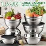 Mixing Bowls Set, 27PCS Stainless Steel Mixing Bowl with Lid Set, Large Nesting Bowls 7, 4.5, 3, 2.5, 2, 1.5QT, Measuring Cups and Spoons Baking Utensils Metal Bowl for Kitchen Prep - Image 4