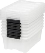 IRIS USA 13 Qt Stackable Plastic Storage Bins with Lids, 6 Pack - BPA-Free, Made in USA - Discreet Organizing Solution, Latches, Durable Nestable Containers, Secure Pull Handle - Pearl - Image 11