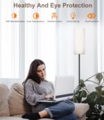 luckystyle Dimmable Floor Standing Tall Lamp, 12W Led Bulb with Lampshade, Foot Switch, Remote Custom Color Temperature Pole for Bedroom, Office, Kids & Living Room, Black - Image 7
