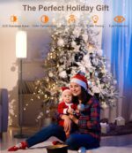 luckystyle Dimmable Floor Standing Tall Lamp, 12W Led Bulb with Lampshade, Foot Switch, Remote Custom Color Temperature Pole for Bedroom, Office, Kids & Living Room, Black - Image 9