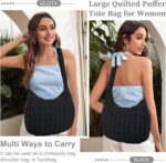 Quilted Puffer Tote Bag for Women - Large Crossbody Bag, Lightweight Nylon Puffy Carryall Hobo Puff Shoulder Bag - Image 6