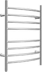 HEATGENE Towel Warmer 8 Bar Plug-in Curved Bath Towel Heater Towel Warmer for Bathroom Plug-in Drying Rack Mirror Polish - Image 10