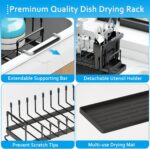 ANTOPY Sink Dish Drying Rack - Expandable Small Dish Rack Over Sinks with Silicone Drying Tray, Dish Drainer for Kitchen Counter with Cutlery Holder, Drying Rack Fit for 14’’-19’’ Kitchen Sink - Image 6