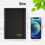 Daily Planner Undated, Asten To Do List Notebook Hourly Schedules Spiral Appointment Planner for Men and Women,PVC Hardcover,Elastic Closure, Inner Pocket 8.3" x 5.8" (Black) - Image 4