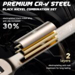 DISEN 26 Piece Ratcheting Wrenches Set 90 Teeth, Combination Wrenches Set Metric 6MM-19MM and SAE 1/4 Inch-13/16 Inch, Cr-V Steel, Ratchet Set Nickel Plating with Organizer Visit the Store - Image 4