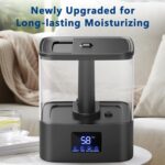 KZF 4L Top Fill Humidifiers for Bedroom & 60H Runtime - Cool Mist Humidifier, 3 Mist Levels, 8H Timer, Essential Oil Tray, Humidity Display, Quiet for Bedroom, Baby, Plants, Large Room - Image 5