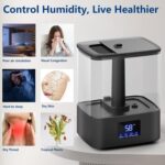 KZF 4L Top Fill Humidifiers for Bedroom & 60H Runtime - Cool Mist Humidifier, 3 Mist Levels, 8H Timer, Essential Oil Tray, Humidity Display, Quiet for Bedroom, Baby, Plants, Large Room - Image 7