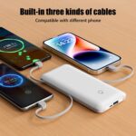 Brand Q Portable Charger with Built-in Cables and AC Wall Plug,Slim USB C Power Bank 10000mAh,External Battery Pack Compatible with iPhone,Samsung,Tablet and All Smart Phones … - Image 3