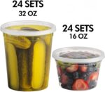 JoyServe Deli Food Storage Containers with Lids - (48 Sets) 24-32 Oz Quart Size & 24-16 Oz Pint Size Plastic Airtight Takeout Meal Prep Storage, BPA-Free, Dishwasher, Microwave Safe - Image 8