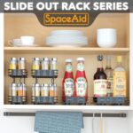SpaceAid Pull Out Spice Rack Organizer for Cabinet, Heavy Duty Slide Out Seasoning Kitchen Organizer, Cabinet Organizer, with Labels, 4.5" W x10.75 D x8.5 H, 1 Drawer 2-Tier - Image 5