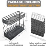 SpaceAid Pull Out Spice Rack Organizer for Cabinet, Heavy Duty Slide Out Seasoning Kitchen Organizer, Cabinet Organizer, with Labels, 4.5" W x10.75 D x8.5 H, 1 Drawer 2-Tier - Image 8