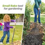 Rake for Leaves, Small Leaf Rake for Garden, 70-inch Adjustable Metal Rakes-Tool with 11 Steel Tines for Gardening, Yard, Shrub, Flower Beds, Lawns - Image 3