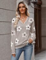 Zeagoo Women's 2025 Fall V Neck Sweater Casual Long Sleeve Lightweight Ribbed Knit Pullover Sweaters Dressy Casual Tops - Image 6