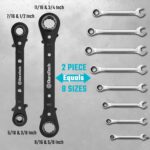 DURATECH 4-in-1 Reversible Ratcheting Wrench Set, Double Box End Wrench Set, 2-Piece, 5/16", 3/8", 7/16", 1/2", 9/16", 5/8", 11/16", 3/4", SAE - Image 3