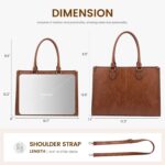 LOVEVOOK Laptop Tote Bag for Women, 15.6 Inch Large Capacity Vintage Leather Work Computer Bag, Business Casual Shoulder Handbag, Dark Brown - Image 4