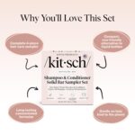 Kitsch Shampoo and Conditioner Set - 4pc Sampler Bars with Rice Water Shampoo and Conditioner, Castor Oil Shampoo & Coconut Oil Conditioner - Bottle-Free Beauty for Hair Growth, Repair & Moisture - Image 5