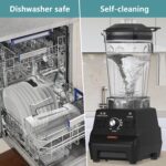 OMMO Blender 1800W, Professional High Speed Countertop Blender with Durable Stainless Steel Blades, 60oz BPA Free Blender for Shakes and Smoothies, Nuts, Ice and Fruits, Dishwasher Safe - Image 7