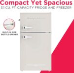 Frigidaire EFR840-Cream EFR840 Retro Mini Fridge with Freezer & Side Bottle Opener-Small 2 Door Refrigerator for Office Bar or College Dorm Room-3.1 Cu Ft (Cream) - Image 4