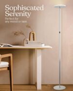 Brightech Sky LED Torchiere Super Bright Floor Lamp - Contemporary, High Lumen Light for Living Rooms and Offices - Dimmable, Indoor Pole Uplight for Bedroom Reading - White - Image 6