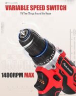 AVID POWER 20V MAX Power Drill Kit, Cordless Drill Set with Battery and Charger, 2 Variable Speed, 3/8-Inch Keyless Chuck, 19 Position and 22pcs Bits - Image 4