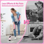 Electric Spin Scrubber, Cordless Cleaning Brush, Shower Scrubber with 8 Replaceable Brush Head, Power Cleaning Brush with Extension Handle, 2 Adjustable Speed, for Bathtub Tile Floor (Pink) - Image 3