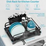 Dish Drying Rack Kitchen - Dish Racks for Kitchen Counter Space-Saving, Dish Drainer with Automatic Drain and Adjustable Spout, Dishwasher Rack with Cutlery Holder, 16.5" D x 11.6" W x 6.6" H - Image 4