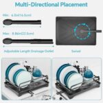 Dish Drying Rack Kitchen - Dish Racks for Kitchen Counter Space-Saving, Dish Drainer with Automatic Drain and Adjustable Spout, Dishwasher Rack with Cutlery Holder, 16.5" D x 11.6" W x 6.6" H - Image 5