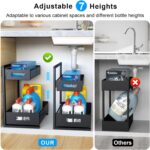 Under Sink Organizer Pull Out Cabinet Organizer Adjustable Height 2 Tier with Sliding Drawers Kitchen Bathroom Organizer and Storage(1pc) - Image 3