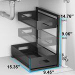 Under Sink Organizer Pull Out Cabinet Organizer Adjustable Height 2 Tier with Sliding Drawers Kitchen Bathroom Organizer and Storage(1pc) - Image 4