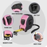 WORKPRO 25FT Pink Tape Measure, 1/8 Fractions Easy Read Measuring Tape, Retractable Nylon Coating Measurement Tape Accuracy 1/32, Magnetic Hook, Belt Clip, Rubber Protective Casing - Pink Ribbon - Image 3