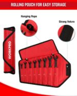 WORKPRO Ratcheting Combination Wrench Set, 8-piece Flex-Head Anti-Slip Set SAE 5/16-3/4 inch, 72-Teeth, Cr-V Constructed, Black Electrophoretic Coating with Rolling Pouch - Image 7