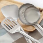 Pleafind 4-Pcs Cooking Utensils Set, Stainless Steel Kitchen Utensils, Wok Utensils Set Include Wok Ladle, Slotted Spoon, Wok Spatula and Slotted Spatula, Dishwasher Safe - Image 5
