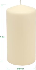 Stonebriar 6 Pack Tall 3 x 6 Inch 65 Hour Long Burning Unscented Ivory Wax Pillar Candles - Image 3