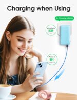 TG90° 10000mAh Power Bank with Built-in AC Wall Plug and Cables, Ultra Slim Phone External Battery Pack Portable Charger Compatible with iPhone and Android Devices - Image 8