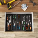 Lifewit Cooking Utensil Drawer Organizer, Expandable from 13 to 22.4 inches, Adjustable Cutlery Silverware Tray, Plastic Flatware Spatula Holder, Kitchen Tools Gadgets Storage Divider, Black - Image 8