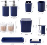 Navy Blue Bathroom Accessories Set - Gorgeous Bathroom Set, 10PC Bathroom Accessory Set, Toilet Brush, Trash Can, Qtip Holder Dispenser & Soap Dispenser - Image 3
