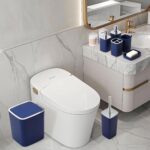 Navy Blue Bathroom Accessories Set - Gorgeous Bathroom Set, 10PC Bathroom Accessory Set, Toilet Brush, Trash Can, Qtip Holder Dispenser & Soap Dispenser - Image 4
