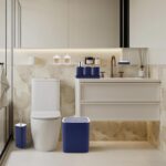 Navy Blue Bathroom Accessories Set - Gorgeous Bathroom Set, 10PC Bathroom Accessory Set, Toilet Brush, Trash Can, Qtip Holder Dispenser & Soap Dispenser - Image 5