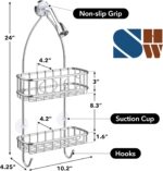 Simple Houseware Stainless Steel Bathroom Hanging Shower Head Caddy Organizer (24 x 10.2 x 4.2 inches) - Image 4
