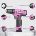 PULITUO 12V Pink Cordless Drill Set - Power Drill Kit with Battery and Charger, 3/8-Inch Keyless Chuck, Built-in LED, 21+1 Torque Setting - Image 4