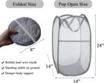 Larpur 2 Pcs Popup Mesh Laundry Baskets, Collapsible and Portable Clothes Washing Laundry Hampers with Reinforced Carry Handles, Gray Clothes Hamper for Home, Travel, College Dorm - Image 3