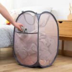 Larpur 2 Pcs Popup Mesh Laundry Baskets, Collapsible and Portable Clothes Washing Laundry Hampers with Reinforced Carry Handles, Gray Clothes Hamper for Home, Travel, College Dorm - Image 7
