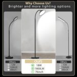 76" LED Floor Lamp, 18W/1800LM Super Bright Reading Standing Lamp,Stepless Dimmable&Adjustable Color Temperature 2700K-6500K w/Remote& Touch Control Lamps for Living Room Bedroom Office Black - Image 4