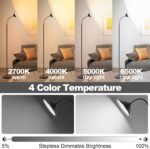 76" LED Floor Lamp, 18W/1800LM Super Bright Reading Standing Lamp,Stepless Dimmable&Adjustable Color Temperature 2700K-6500K w/Remote& Touch Control Lamps for Living Room Bedroom Office Black - Image 7
